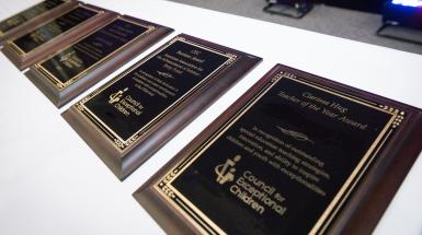 Line-up of CEC Professional Award plaques